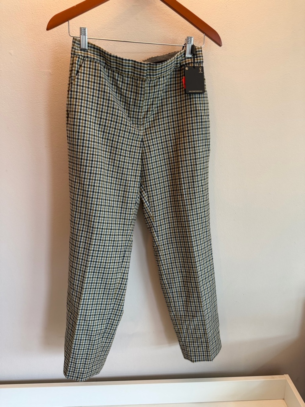 Massimo Dutti Women Check‎ Tapered Trousers Multi Color Size 6 NEW 5037/922/305